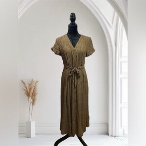 Loft Cheetah Print Button Down Dress with Tie